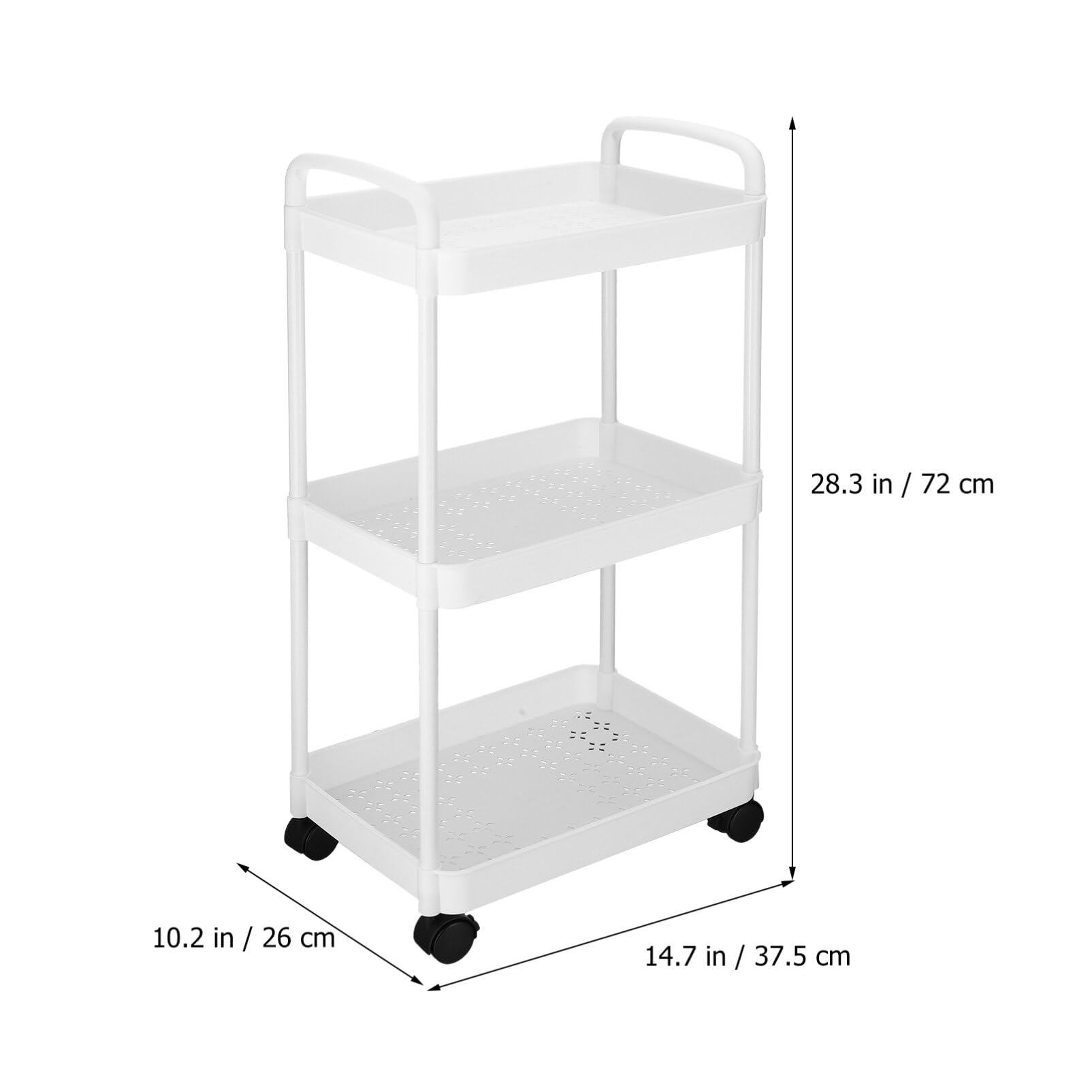 Carrito Organizador Ruedas de 3 Niveles, Plástico Blanco, Portátil | Diseño Simple y Elegante, Montaje Fácil, Amplio Espacio, Uso en Dormitorio y Habitación