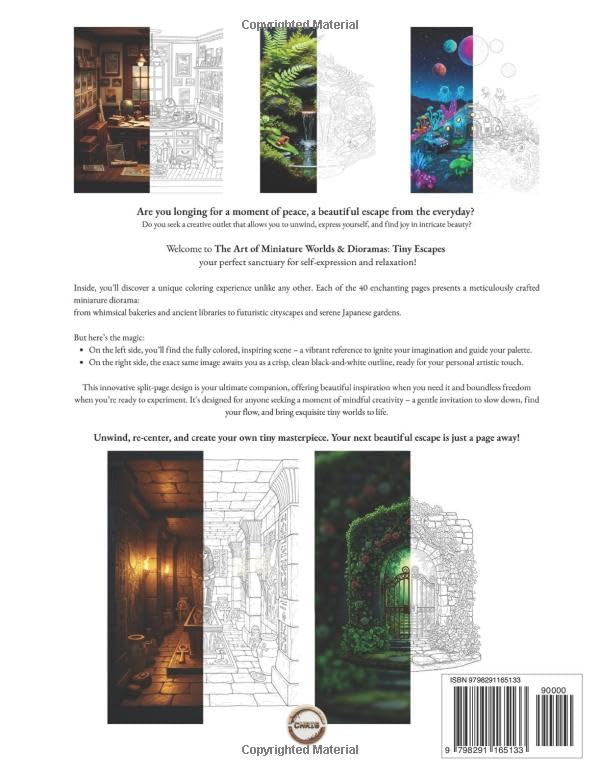 The Art of Miniature Worlds & Dioramas: Tiny Escapes: An Enchanting Adult Coloring Book for Relaxation and Creative Expression: Discover Inspiring ... Imagination in Beautiful Miniature Dioramas image 3
