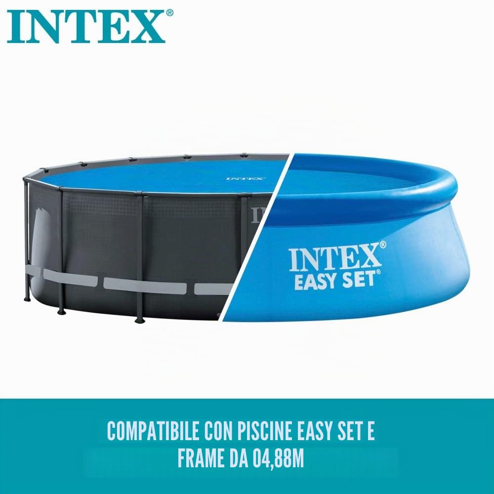 Intex 28014 - Telo Termico per Piscina Easy Set, Frame Rotonda, Polietilene, Blu, 488 cm