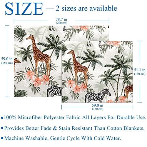 Couverture microfibre zèbre et girafe 150x130 cm, idée cadeau douceur