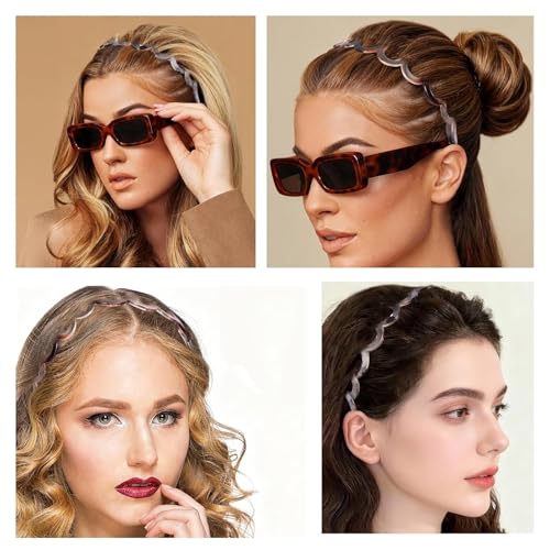 image for TOSEFES Zigzag Headbands for Women, 2-Pack U-Shaped Hair Comb Headband