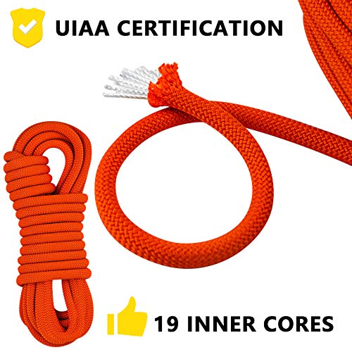 AOLEBA Strong Static Rock Climbing Rope, Tree Climbing Camping Rescue Rope for Outdoor Survival, Hiking, Mountaineering, 10.5mm Diameter, 32 ft (10m)