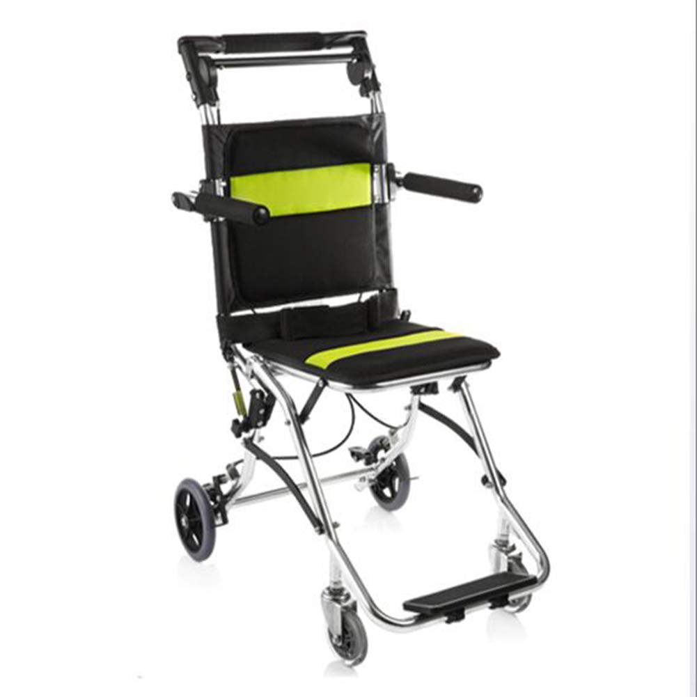 SXSLTSA Lightweight Foldable Lightweight Transport Mobile Wheelchair Portable Travel Chair in A Bag with Non-Slip Handrail and Footrests