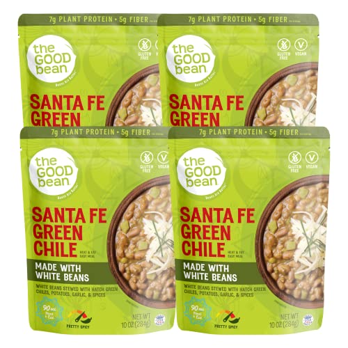 Image of The Good Bean Heat and Eat Pouch - Santa Fe Green Chile - (4 Pack) 10 oz Pouch - Stewed White Beans with Hatch Green Chiles - Pre-Cooked Beans with Good Source of Plant Protein and Fiber