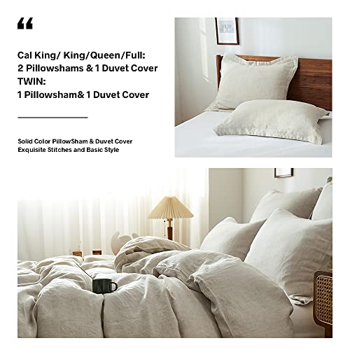 Simple&Opulence 100% Linen Duvet Cover Set With Washed-French Flax-3 Pieces Solid Color Basic Style Bedding Set-Breathable Soft Comforter Cover With 2 Pillowshams(Queen,Linen) #TOP2