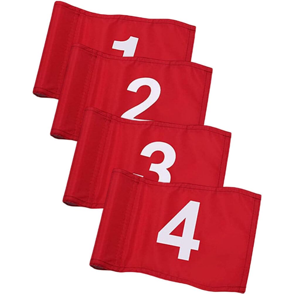 jojofuny 4pcs Numbered Golf Flag, Putting Green Flags for Yard, Golf Flagstick Mini Putting Portable Flag Red Flags Masters Flag Pin Flag Bike Accessories, Nylon