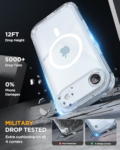 Image of Miracase Magnetic for iPhone Air Case 6.5-inch with Camera Control, [Compatible with MagSafe] Full-Body Protection Slim Phone Case with Built-in Tempered Glass Screen Protector for 17 Air Case, Clear