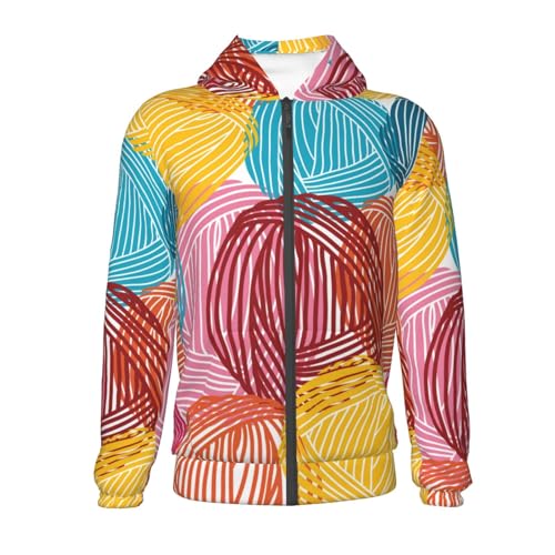 Colorful Wool Balls Kid Hoodies Boys Zip Up Sweatshirts Girls Pullover with Pocket2