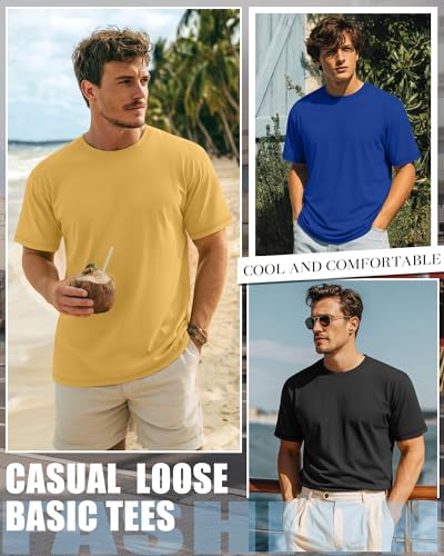 Image of Neer 3 Pack Big and Tall T-Shirts for Men L-7xl Tops | Large Casual Stretch Workout Tees, Short Sleeve Crewneck Oversized Shirts, Classic Summer Outfits, Comfy Basic Loose Clothes