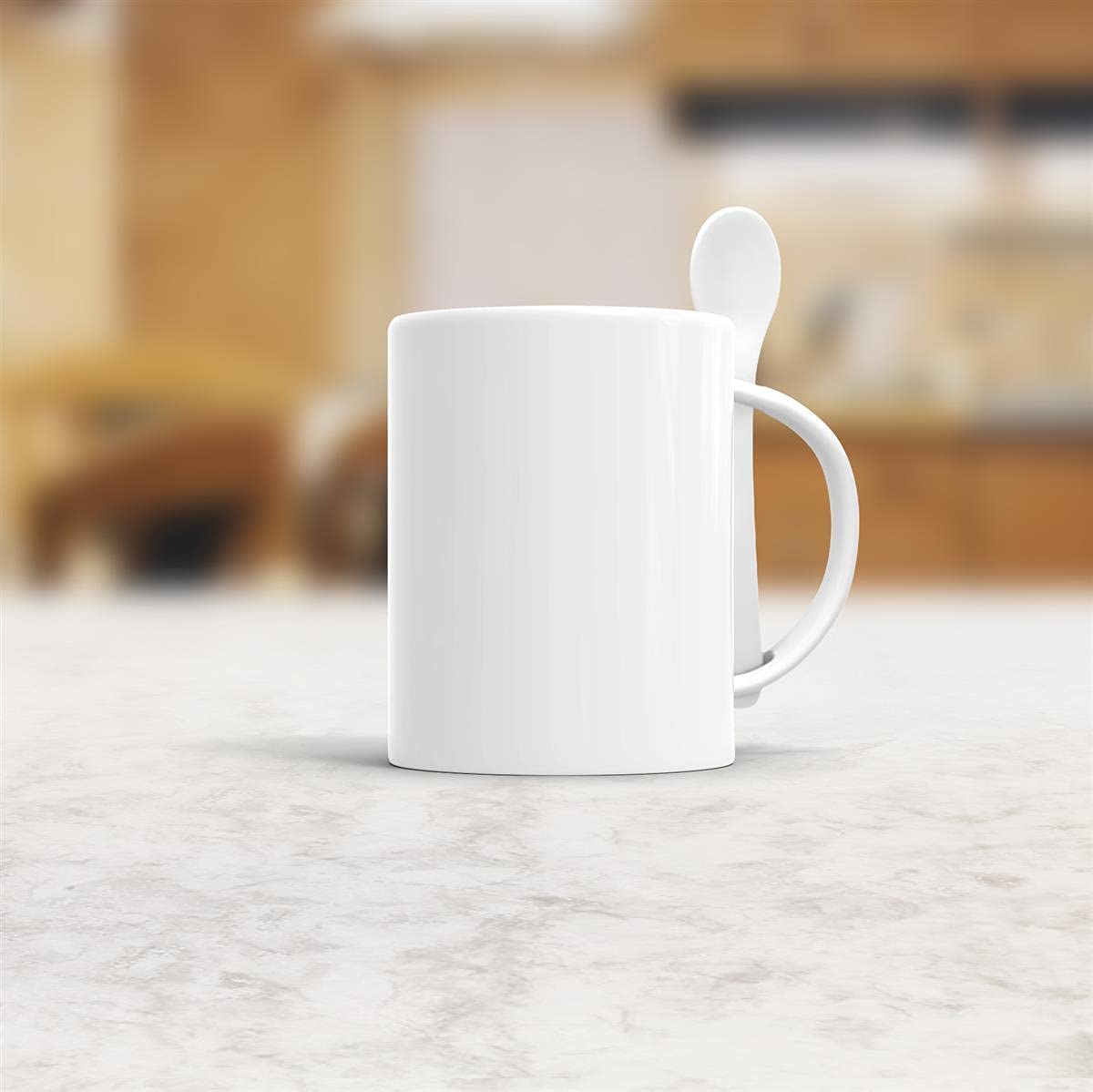 Bastel-Tassen ohne Druck zum Bemalen aus Hochwertiger Keramik Einzeln oder im Set/Mug/Cup/Becher/Pott - Löffeltasse Klassik Weiss 6er Set