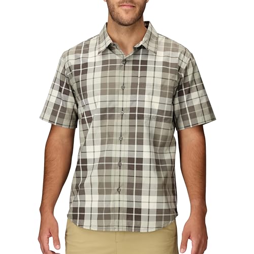MARMOT Men's AirExchange UPF 40 Short Sleeve Shirt - Lightweight Breathable Quick-Dry, Hickory Nut Wayland Plaid, Large