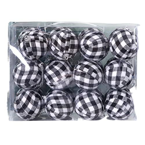 Kripyery Bola colgante de Navidad en caja de árbol de Navidad, 24 piezas, bonito color blanco y negro Cover