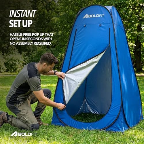 Image of Boldfit Instant Pop-Up Privacy Tent for Camping & Travel, Waterproof Portable Changing Room, Shower & Toilet Tent with UV Protection, Foldable Outdoor Shelter for Beach, Hiking & Camping Use