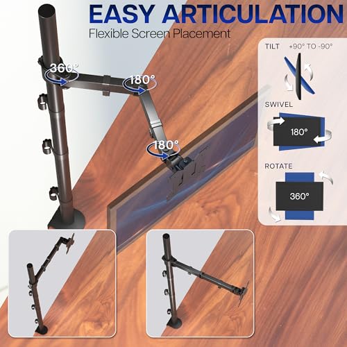 Image of VIVO Extra Tall Single Monitor Desk Mount, 39 inch Pole VESA Stand for 13 to 32 inch Screens and up to 38 inch Ultrawides, Holds 22 lbs, Black, STAND-V011