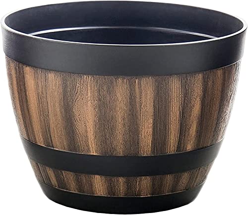Maceta de resina de plástico imitación madera de alta duración
