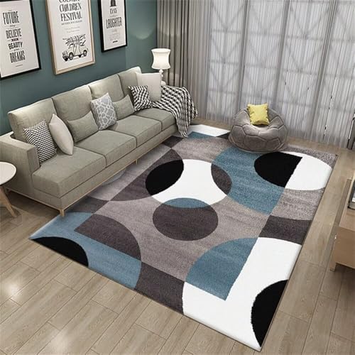 Tapis géométrique gris noir en version tapis doux salon 120x150 - 2
