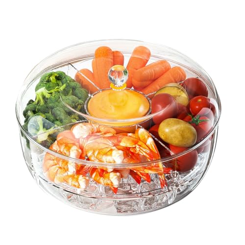 Scatola di Conservazione del Frigorifero, Rotazione a 360 Gradi, Grande Capacità, Ghiacciato Contenitori Frigo, con Coperchio Mantieniti Fresco Snack Box, per Contenere Frutta, Snack e Verdura (1)