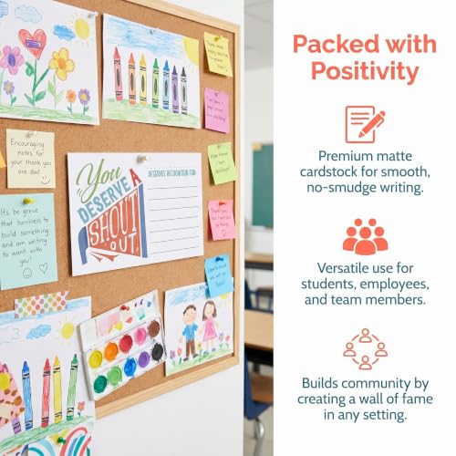 OUNONA 100pcs Appreciation Cards - 4x6 Positive Shout Out Cards for Teachers Students Employee - Encouragement Postcards - Recognition Reward Notes for School Work Bulletin Board - Image 8