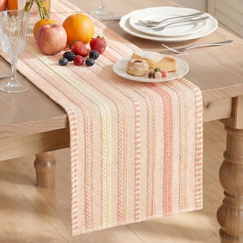 Artoid Mode Pink Boho Vintage Table Runner 30x183 cm Elegant Seasonal Holiday Kitchen Dining Holiday Birthday Table Decor for Home Party