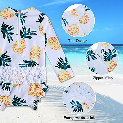 uideazone Baby Infant Girls Long Sleeve Rashguard Swimwear UPF 50 + Sun Protection One Piece Swimsuit Summer Beach Bathing Suits 3-6 Months