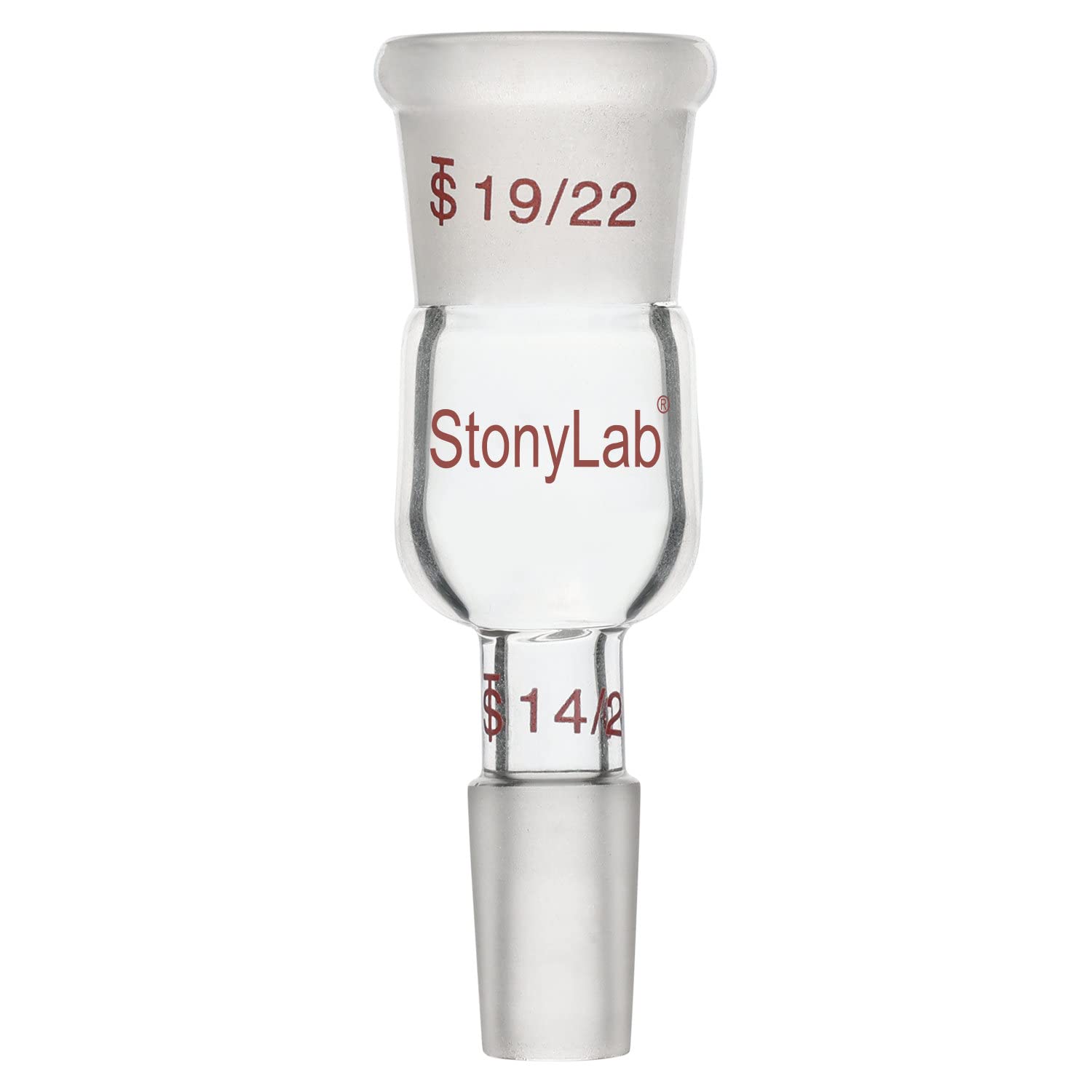stonylab Borosilicate Glass Connecting Adapter, 19/22 Outer to 14/20 Inner Joint Reducing Connecting Adapter for Laboratory