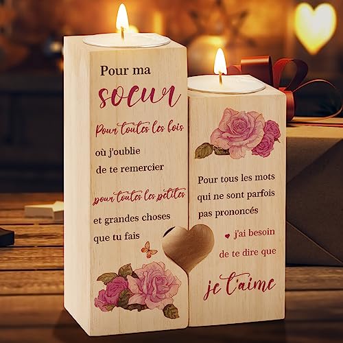 Le candélabre en bois en forme de coeur