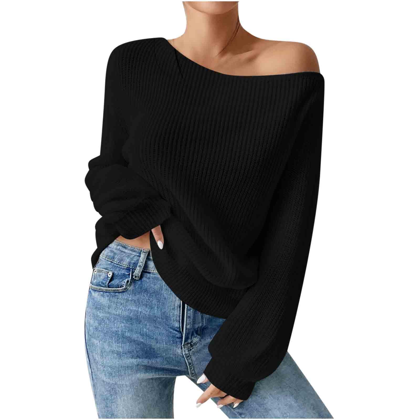 Long Sleeve Shirts for Women Winter Fall Crewneck Sweater Loose Fit Crochet Tops Blouses Shirts Women 2025