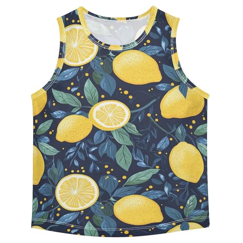 JUNZAN Cartoon Lemons Leaf Boys Tank Top Sleeveless Summer Vest Tee Athletic Workout Clothes for Outdoor Beach Fitness 3T