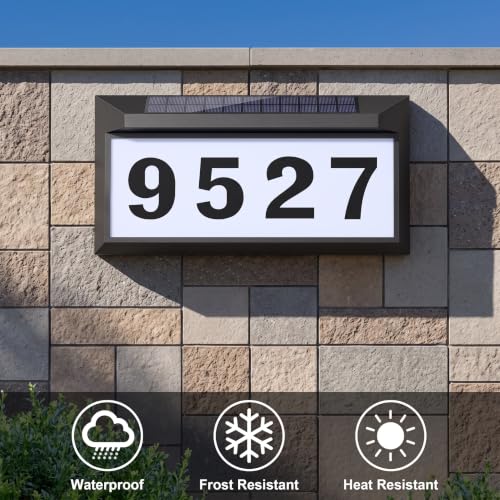 Image of 2 Pack Solar Address Sign, Lighted House Number Outdoor Waterproof, Black