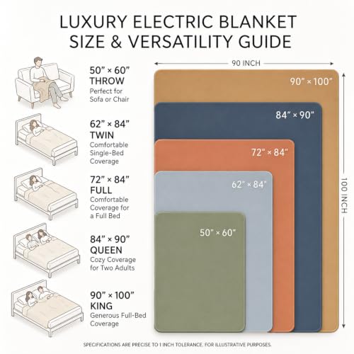 Cobija eléctrica térmica para sofá tamaño 50"x60", suave con sherpa y felpa, 10 niveles de calor ajustables, calentamiento rápido, temporizador de 1-8 horas con apagado automático y protección contra sobrecalentamiento, lavable a máquina miniatura 4