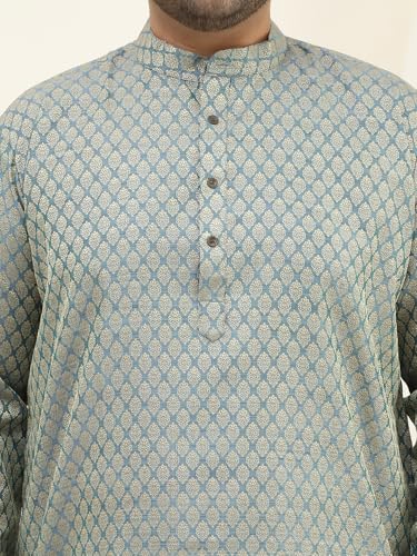 Image of SOJANYA PLUS (Since 1958) Men's Jacquard Silk Self design Kurta & Off-White Pyjama Set