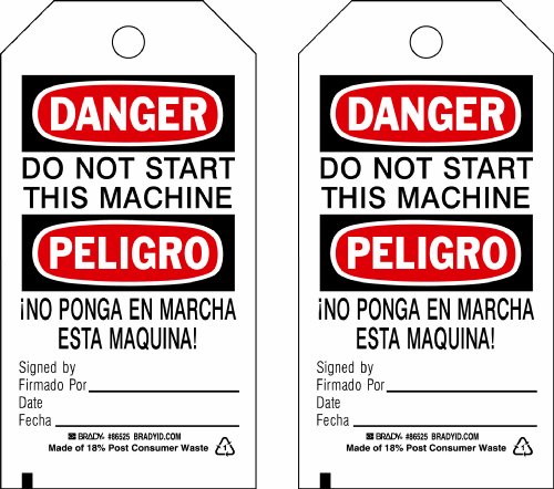 Étiquettes de prévention d'accident Brady 86406 B-837 noir et rouge sur blanc lot de 10