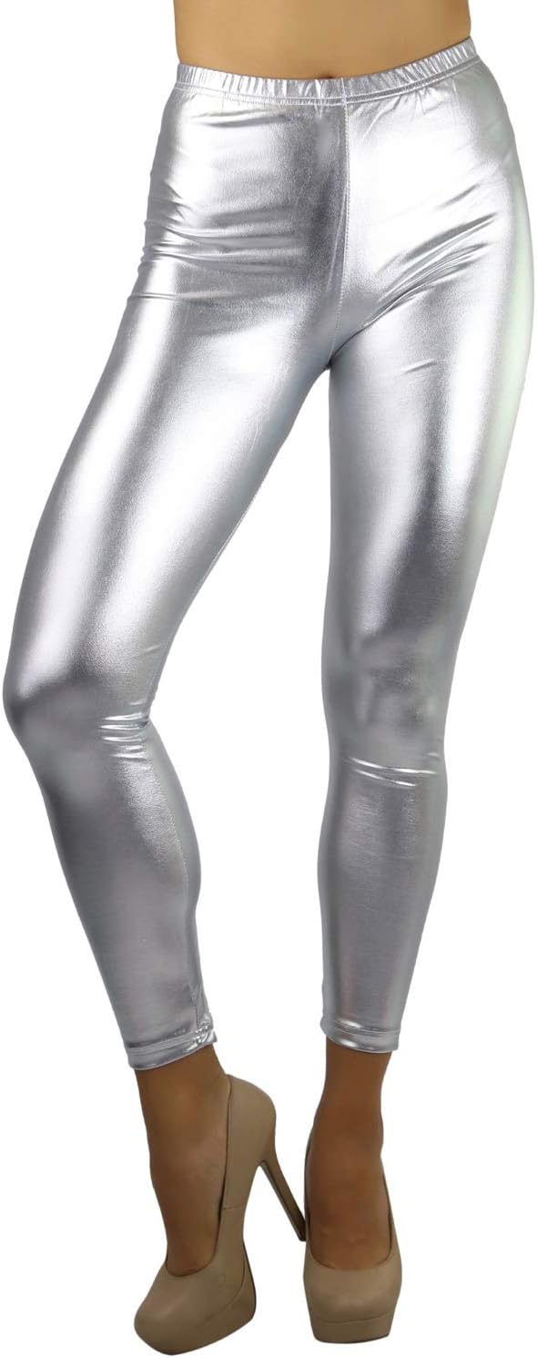 ToBeInStyle Women's Metallic Wet-Look Sleek Clubwear Shiny Faux-Leather Legging