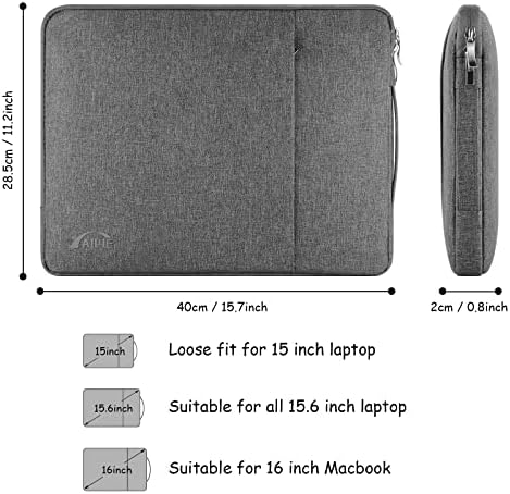 Chelory 17 inch laptophoes compatibel met HP Lenovo Asus Acer Dell Notebook Ultrabook Chromebook Computer, 17 inch waterdichte beschermhoes tas draagtas handtas met zak, donkergrijs