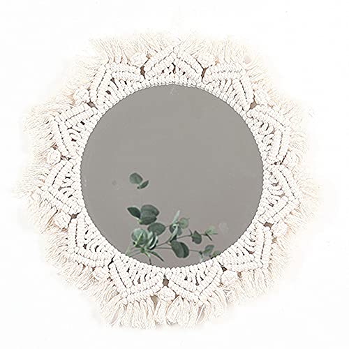 Hängender Wandspiegel mit Makramee Handgefertigte Fransen Boho Dekoration Wohnzimmer Schlafzimmer Wohnung Baby Home Decor Cover