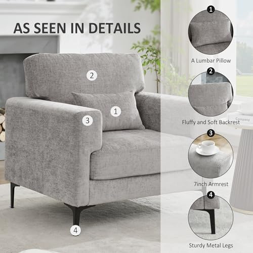 Sillón Plegable Chenille Gris miniatura 6