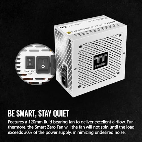 Image of Thermaltake Toughpower GF A3 Snow Edition 1050W 80+ Gold Full Modular SLI /Crossfire Ready ATX 3.1 Power Supply; PCI-E 5.1 600W 12V-2x6 Connector Included; PS-TPD-1050FNFAGU-N; 10 Year Warranty