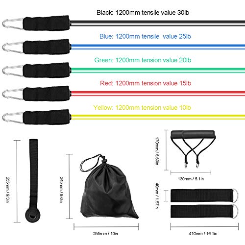 Extrator de fitness, Andoer 11 unidades/conjunto Fitness Puller Cinto multifuncional de força muscul