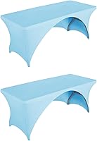 Vista 12 de LZY Paquete de 2 manteles ajustables para mesas plegables de 6 pies, espalda abierta, manteles rectangulares de elastano/elástico/elásticos