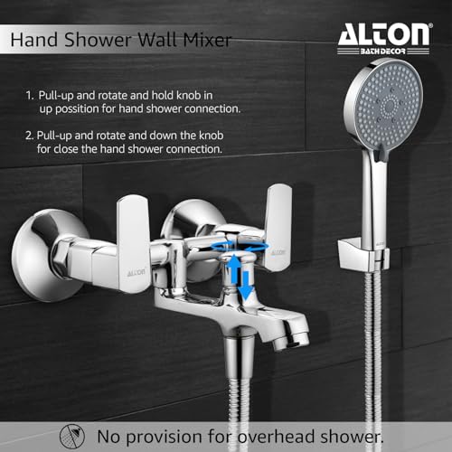 Image of ALTON QDRL5900 Brass, Wall Mixer With 5-Function Hand Shower & 1.5 Meter Tube, Chrome Finish