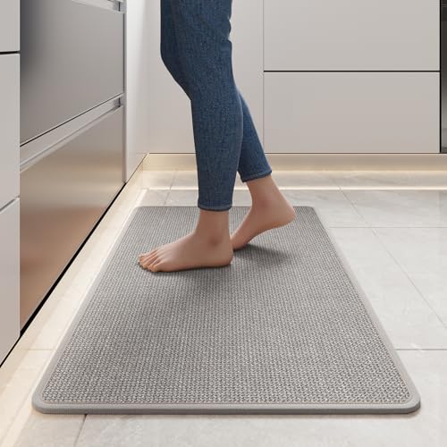 YDKGL Water Absorbent Runner Rugs for Kitchen, Kitchen Mat in Front of Sink, Oil Absorbent Kitchen Mats for Floor,Non-Slip Kitchen Rugs,Durable Kitchen Mats，17x30 Gray Kitchen Rugs,