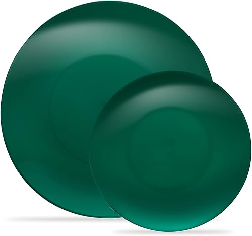 PLASTICPRO El juego combinado de 64 platos navideños incluye platos de 32-7 pulgadas y platos de 32 a 10 pulgadas, platos de plástico verde para