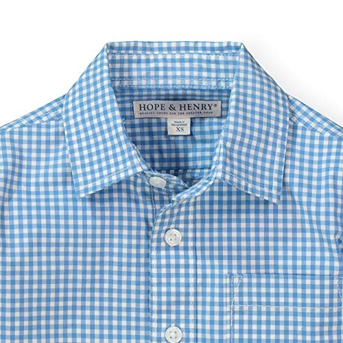 Hope & Henry Boys' Long Sleeve Cotton Poplin Button Down Shirt With Pocket Blue Gingham #TOP3