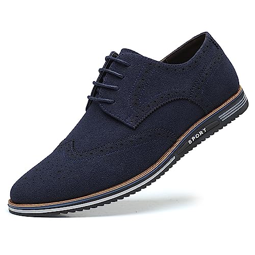 Men's Suede Lace Up Brogue Oxford Shoes,Flats Wing Tips Business Dress Shoe Classic Retro Comfortable Casual Shoe