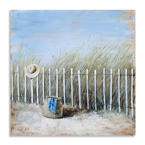 GALLERIEWALLA Fence Beach Canvas Wall Art - Rustic Coastal Painting for Farmhouse Decor - Image 3