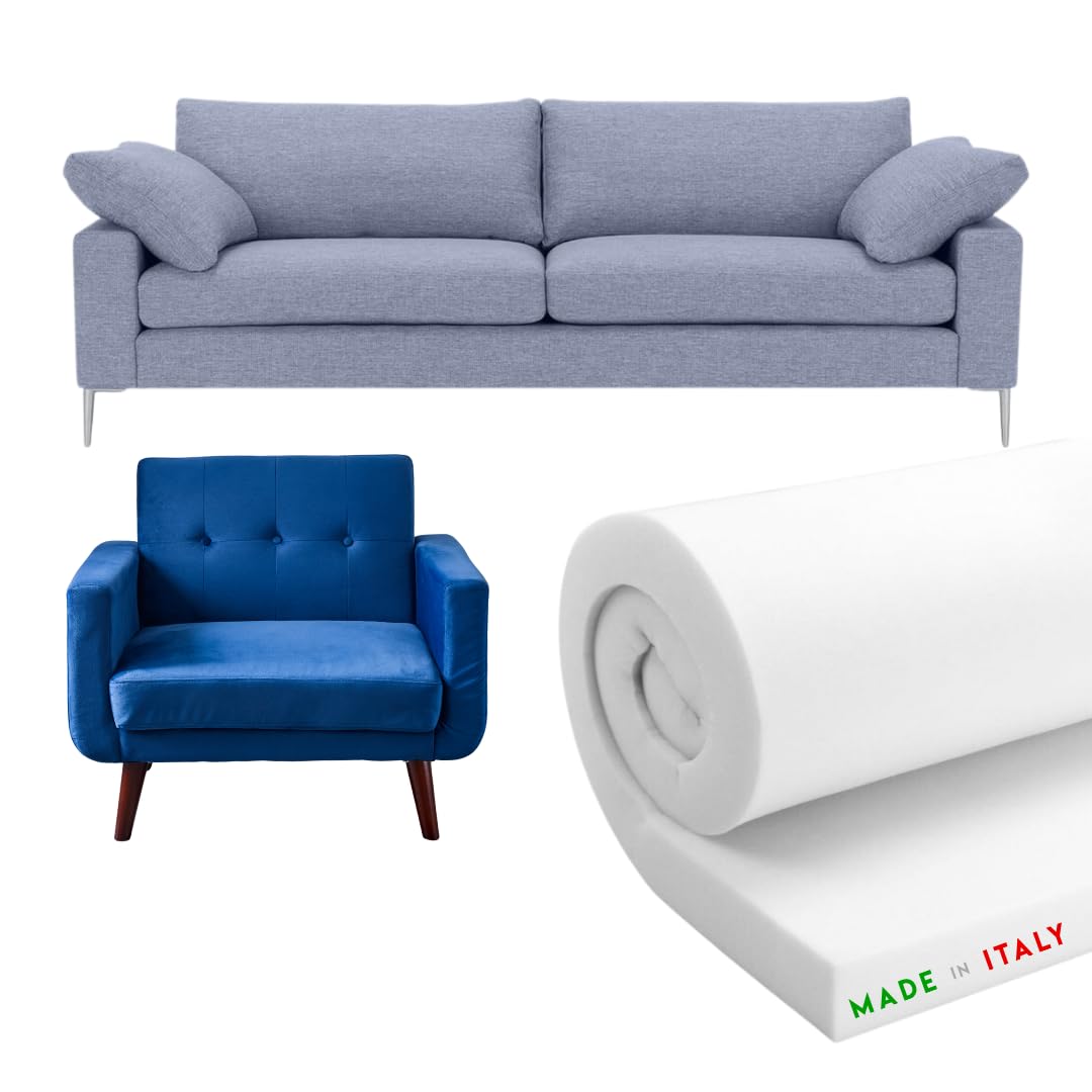 TENDAGGIMANIA Gommapiuma per Imbottitura Densità 18-25-30 - Lastra 200x100cm - Spessore 1-10 Cm - Spugna per Imbottitura Divani,Cuscini, Sedie, Artigianato, Fai da Te (Densità 25-Spessore 5 cm)
