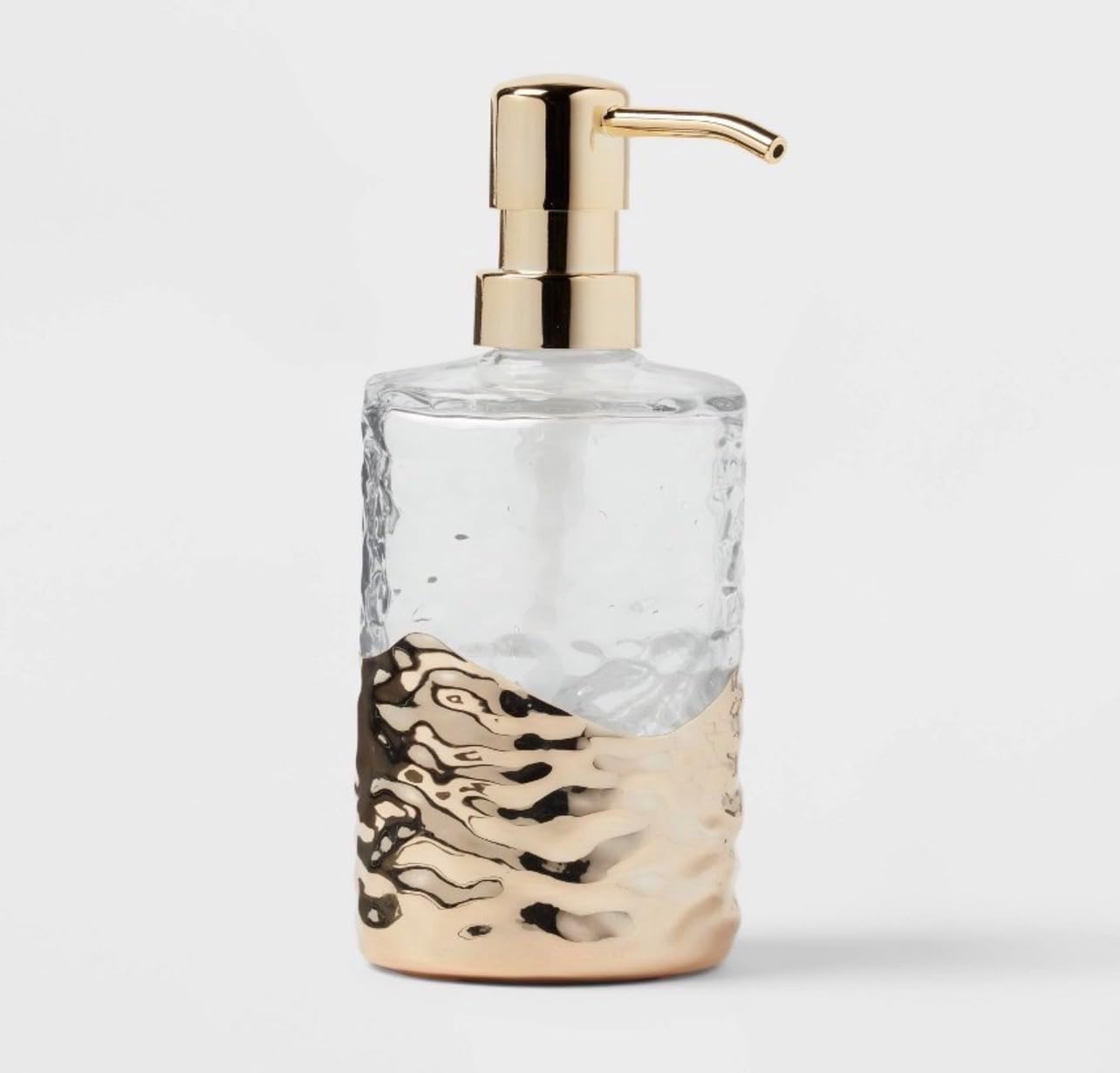 3-Piece Bathroom Accessory Set, Clear Ribbed Glass Soap Dispenser with Gold Pump, Tumbler Cup Toothbrush Holder & Soap Dish, Modern Elegant Vanity Countertop Bathroom Decor, Luxury Bath Set