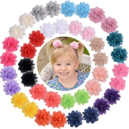 Sunjiyan 40 pinzas de pelo de gasa de 2 pulgadas para bebés y niñas, totalmente forradas, antideslizantes, accesorios para el cabello para niñas, recién nacidos, bebés, regalos para niños pequeños