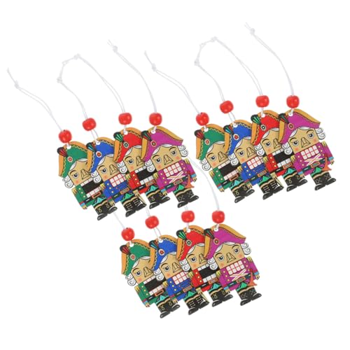 HAMPPLIES 12 Piezas Colgantes de Cascanueces de Madera Clásicos y Coloridos Decoración Navideña Colgante para Hogar y Exterior Adornos Festivos para Ambiente Alegre