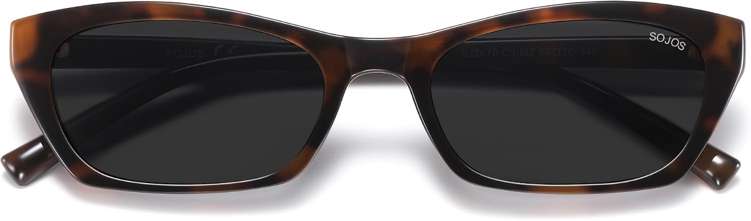 Trendy Cat Eye Polarized Sunglasses for Women Men, Retro 90s Y2K Small Thin Rectangle Sunnies SJ2670